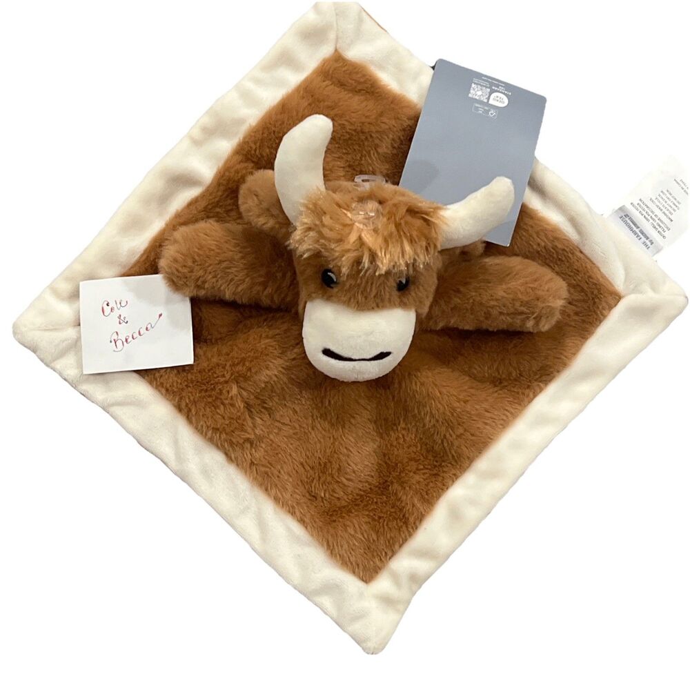 The Farmhouse Rachel Ashwell Baby COW STEER Security Blanket Lovey Brown New